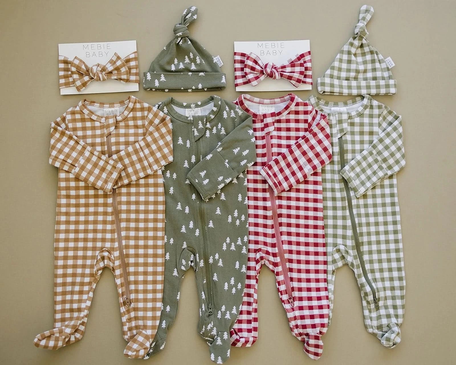 Baby Gingham Zipper Footed Pajama (Newborn - 18m) - Red kids outfit