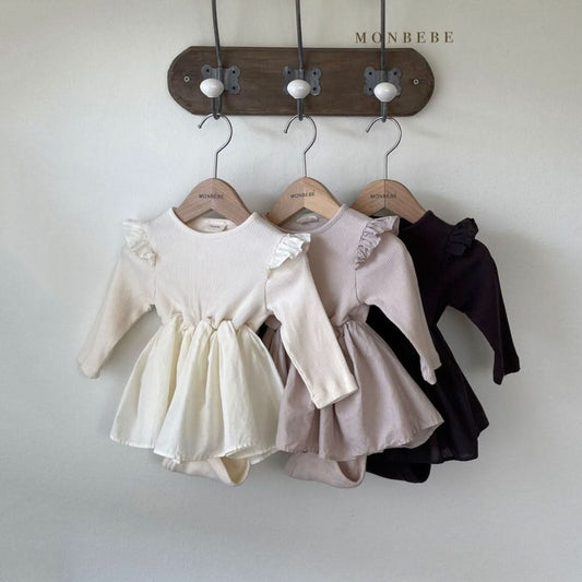 Baby Lace Shoulder Ruffle Tutu Romper (3 - 24m) - 3 Colors kids outfit