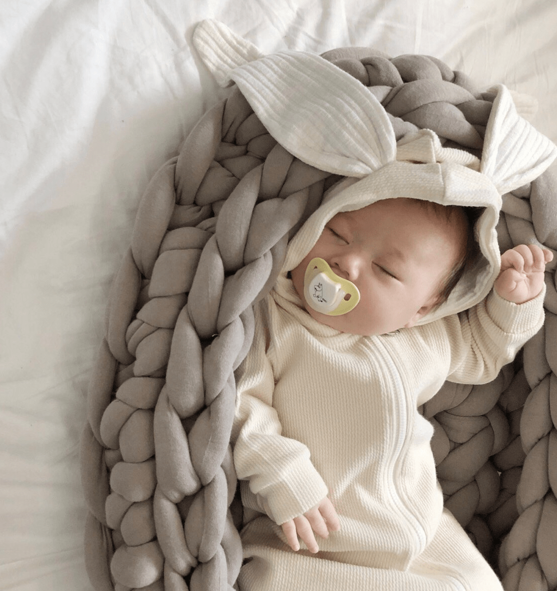 Baby Lala Bunny Hooded Jumpsuit - Ivory kids outfit