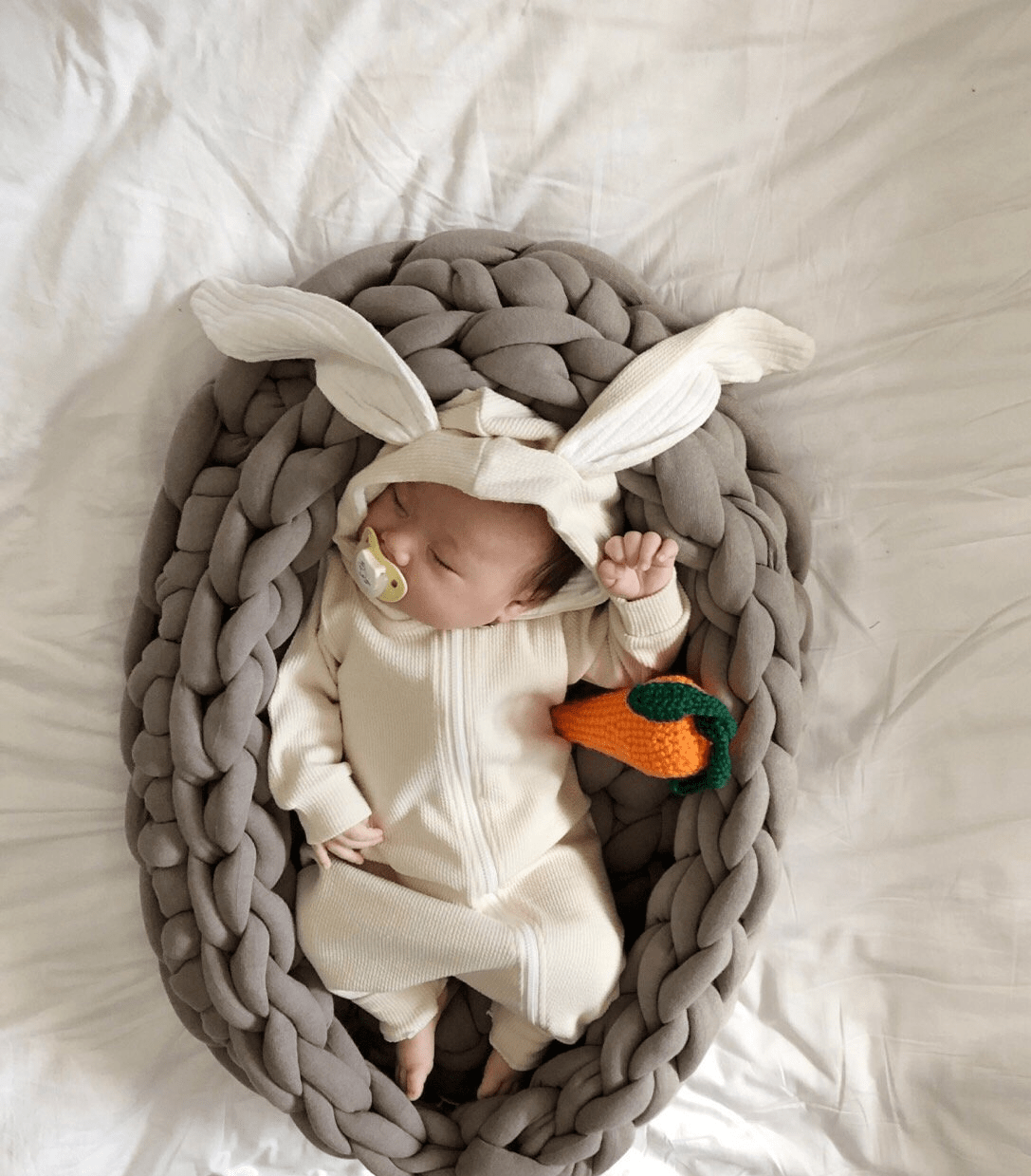 Baby Lala Bunny Hooded Jumpsuit - Ivory kids outfit