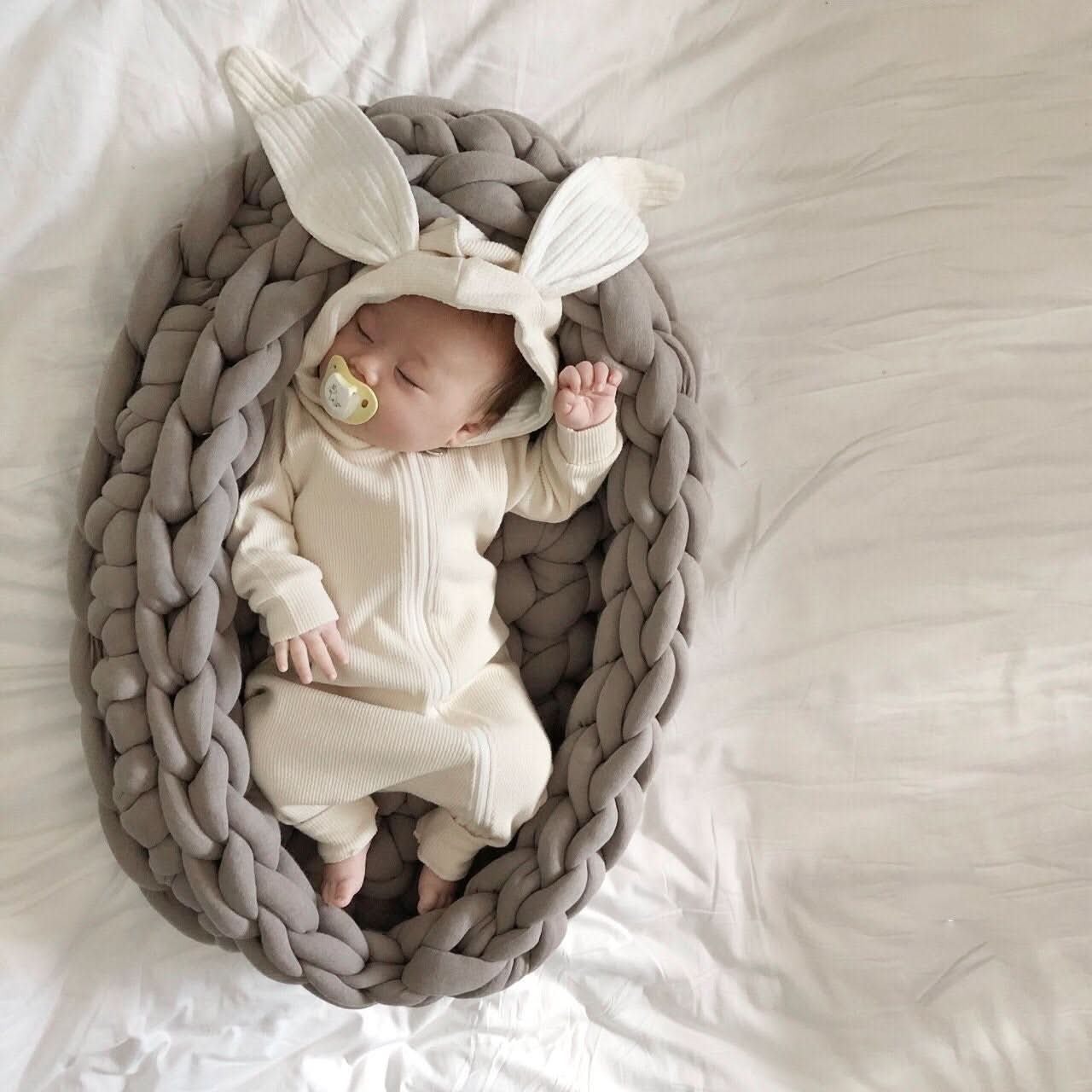 Baby Lala Bunny Hooded Jumpsuit - Ivory kids outfit
