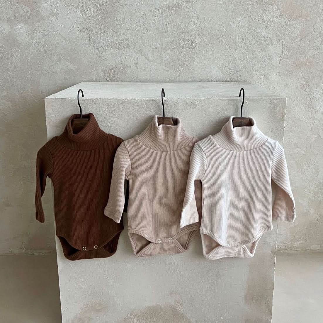 Baby Lala Ribbed Mock Neck Romper (0 - 6m) - 3 Colors kids outfit