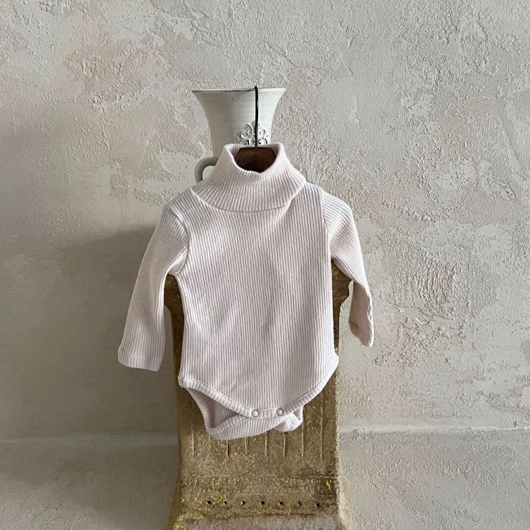Baby Lala Ribbed Mock Neck Romper (0 - 6m) - 3 Colors kids outfit