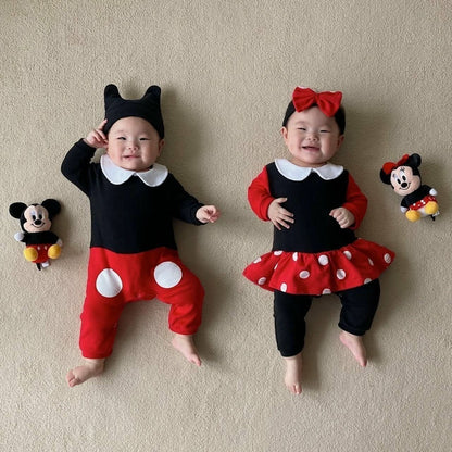 Baby Mickey/ Minnie Mouse Jumpsuit and Acc Set (3 - 12m) - 2 Colors kids outfit