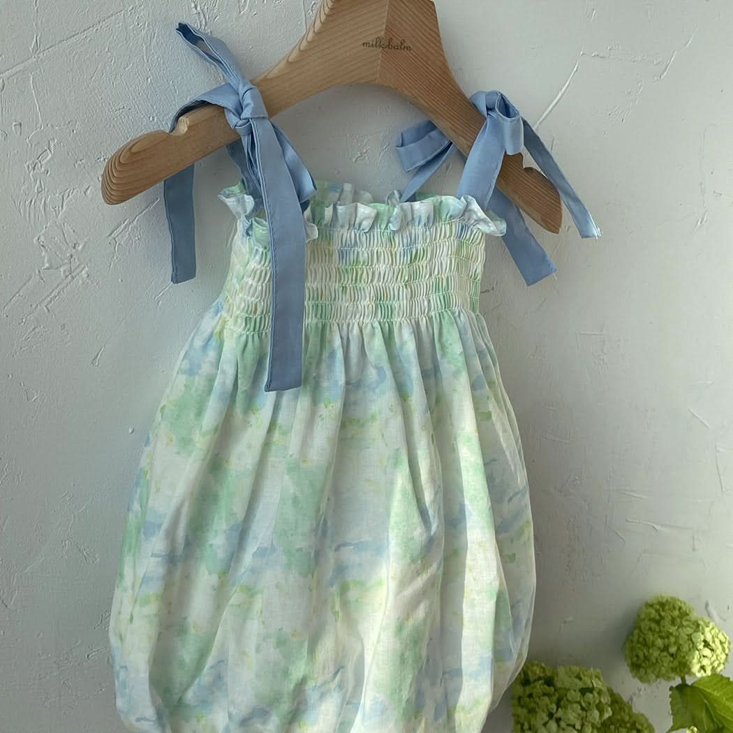 Baby Milk Tie - Shoulder Romper (0 - 24m) - Green kids outfit