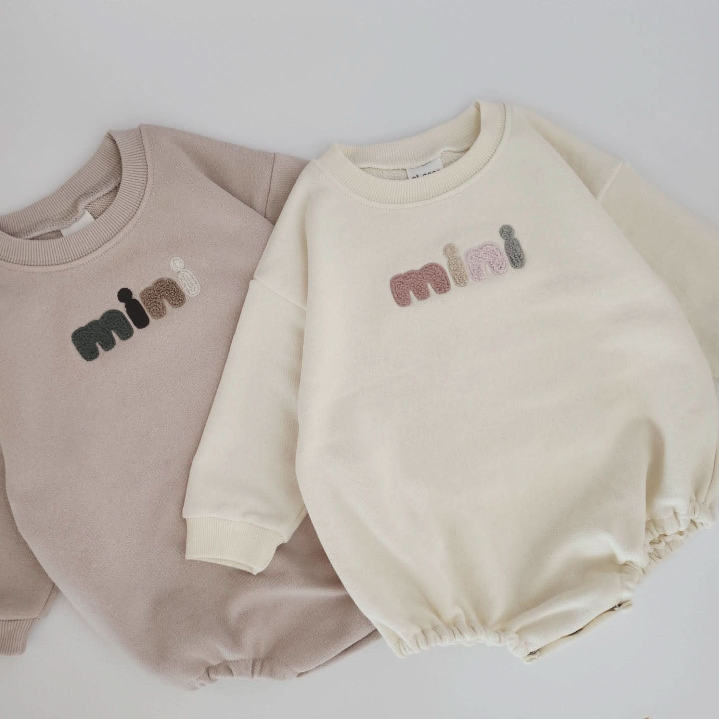 Baby Mini Sweatshirt Romper (0 - 18m) - Beige kids outfit