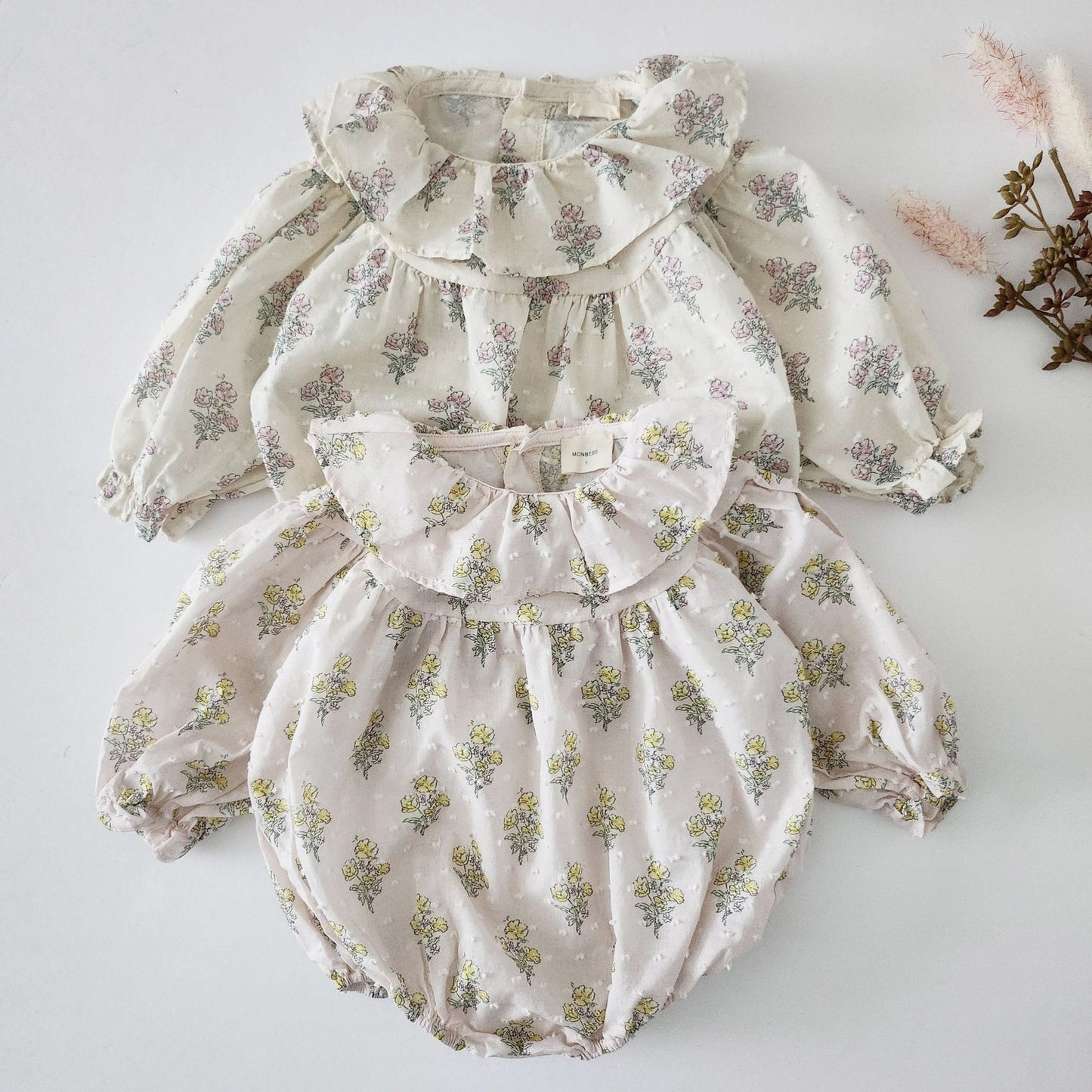 Baby Monbebe Lily Ruffle Collar Romper (12 - 24m) - 2 Colors kids outfit