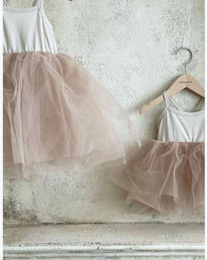 Baby Monbebe Tutu Dress with Snap Closure (3 - 24m) - Beige Pink kids outfit