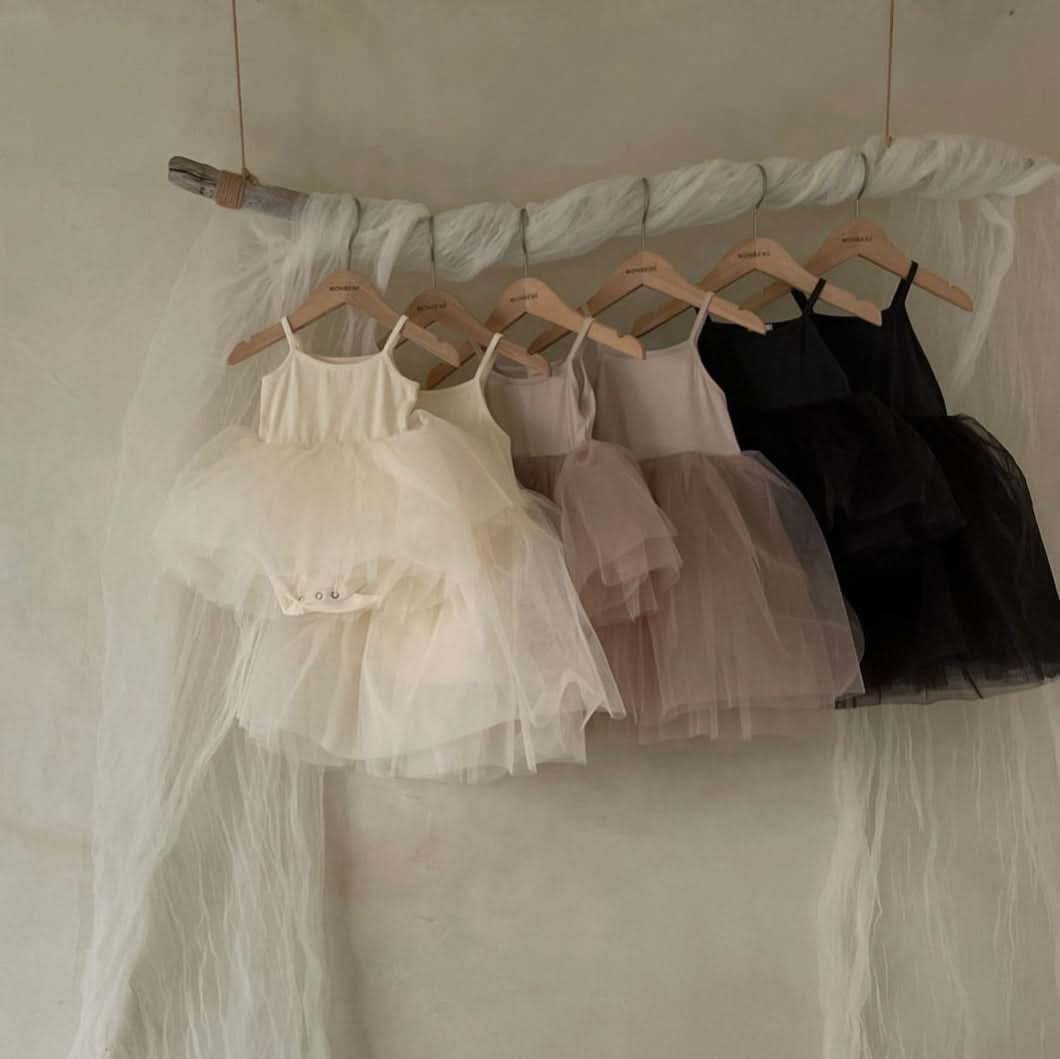 Baby Monbebe Tutu Dress with Snap Closure (3 - 24m) - Beige Pink kids outfit