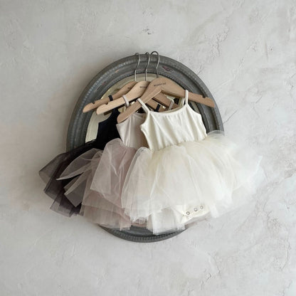 Baby Monbebe Tutu Dress with Snap Closure (3 - 24m) - Beige Pink kids outfit