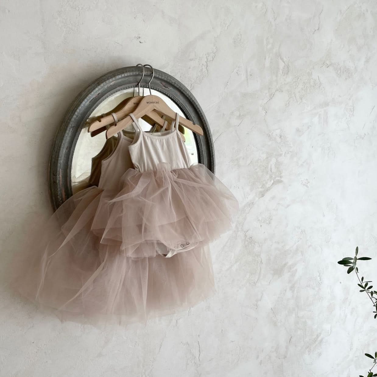 Baby Monbebe Tutu Dress with Snap Closure (3 - 24m) - Beige Pink kids outfit