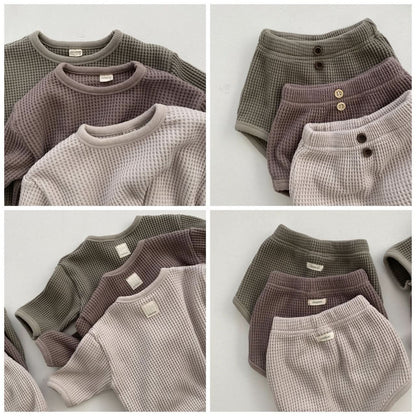 Baby Nunu Big Waffle Top and Bloomer Shorts Set (3 - 18m) - 3 Colors kids outfit