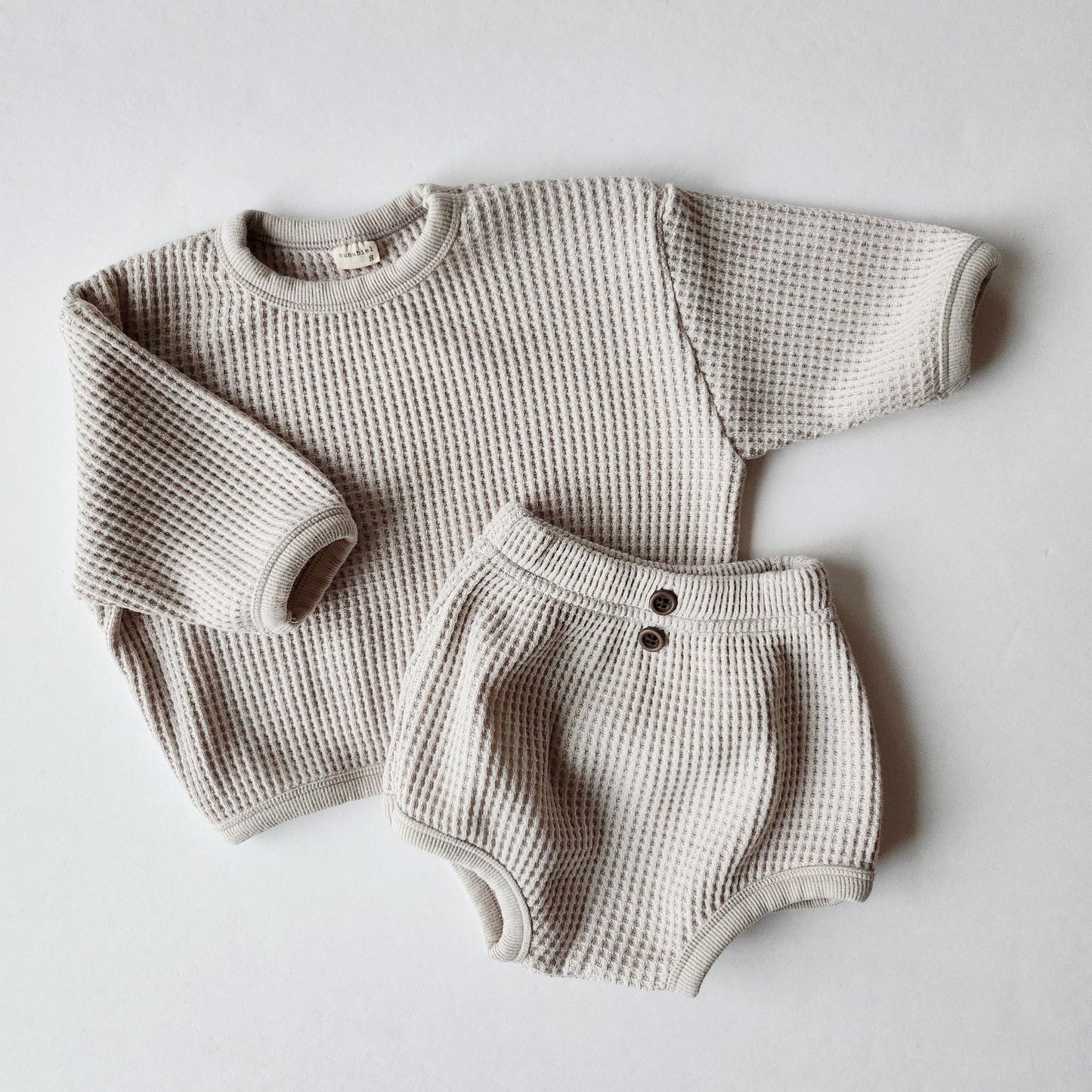 Baby Nunu Big Waffle Top and Bloomer Shorts Set (3 - 18m) - 3 Colors kids outfit
