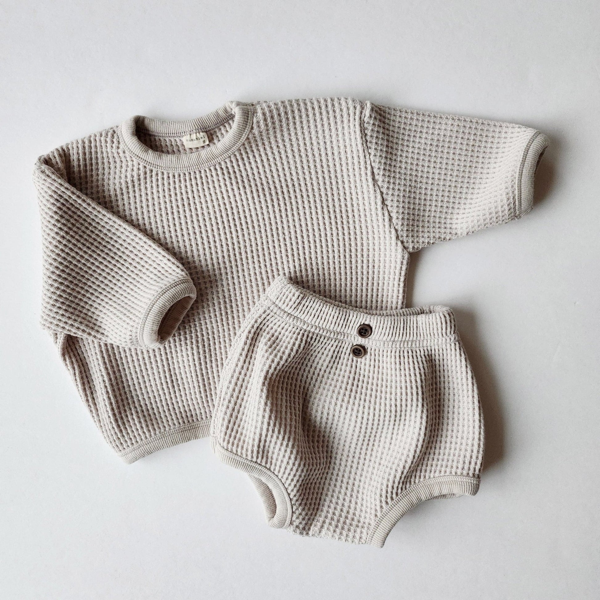 Baby Nunu Big Waffle Top and Bloomer Shorts Set (3 - 18m) - 3 Colors kids outfit