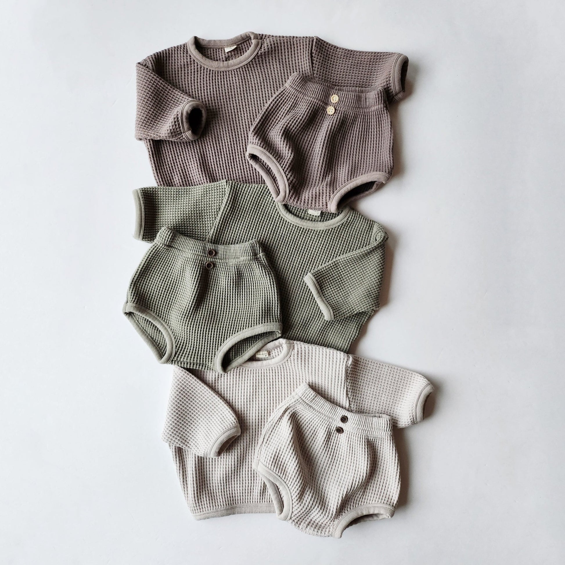 Baby Nunu Big Waffle Top and Bloomer Shorts Set (3 - 18m) - 3 Colors kids outfit