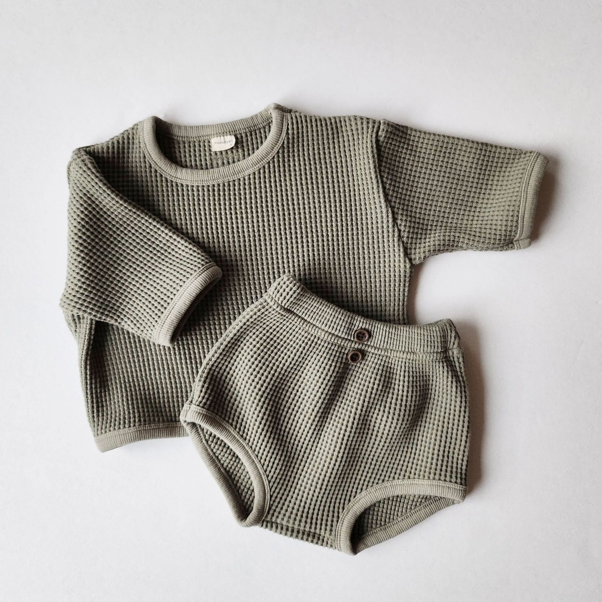 Baby Nunu Big Waffle Top and Bloomer Shorts Set (3 - 18m) - 3 Colors kids outfit