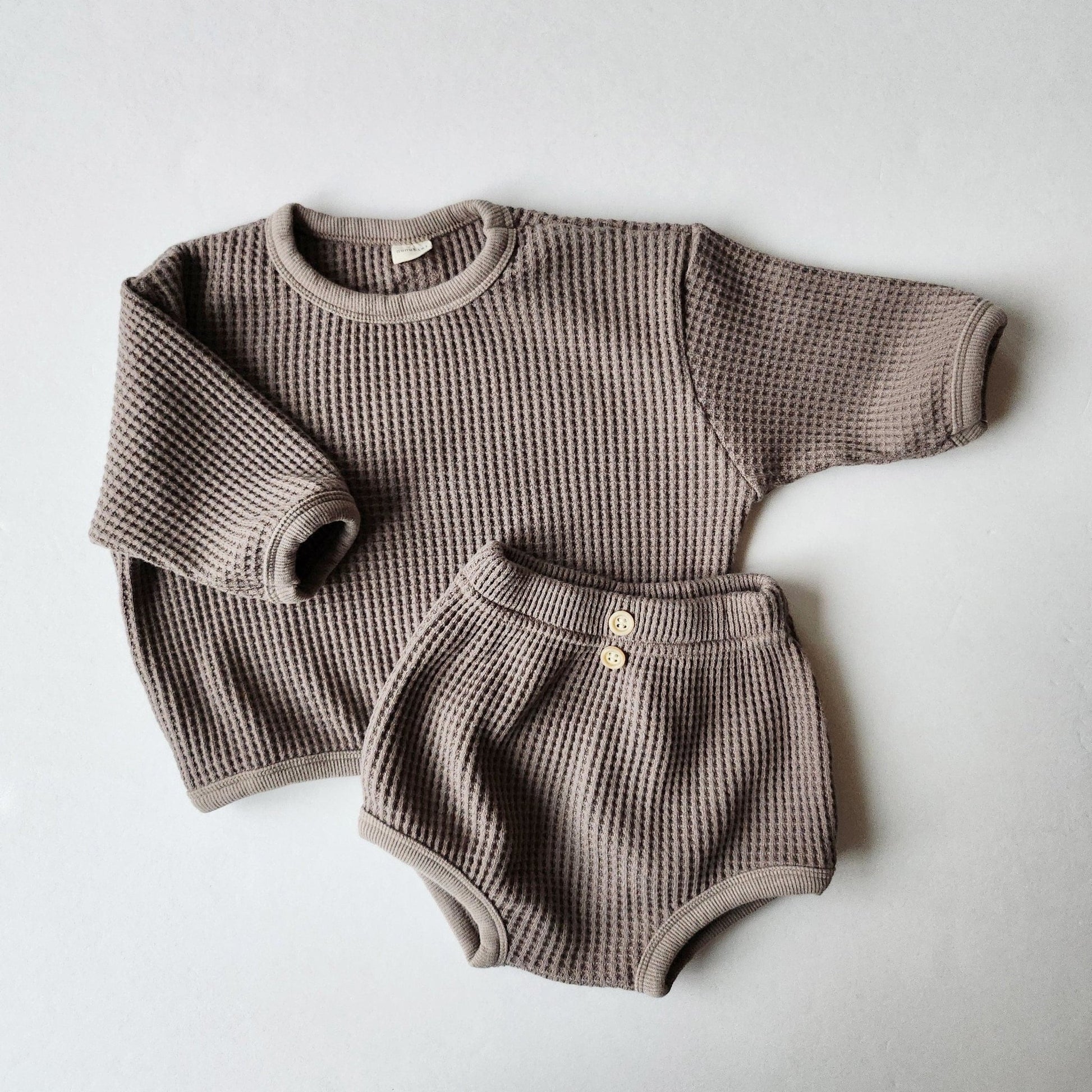 Baby Nunu Big Waffle Top and Bloomer Shorts Set (3 - 18m) - 3 Colors kids outfit