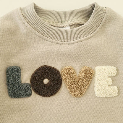 Baby Original LOVE Embroidery Sweatshirt Romper (0 - 18m) - Gray kids outfit