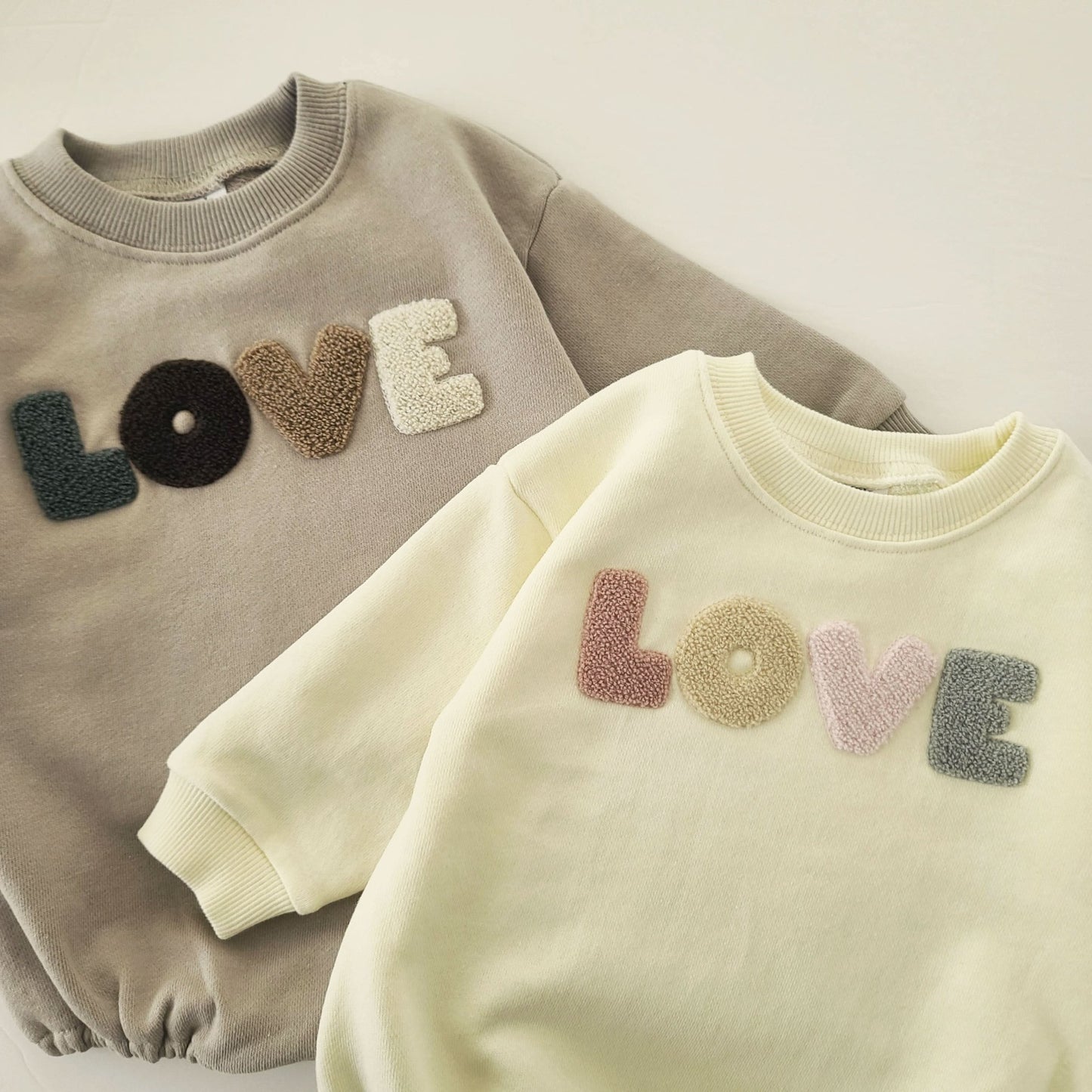 Baby Original LOVE Embroidery Sweatshirt Romper (0 - 18m) - Gray kids outfit