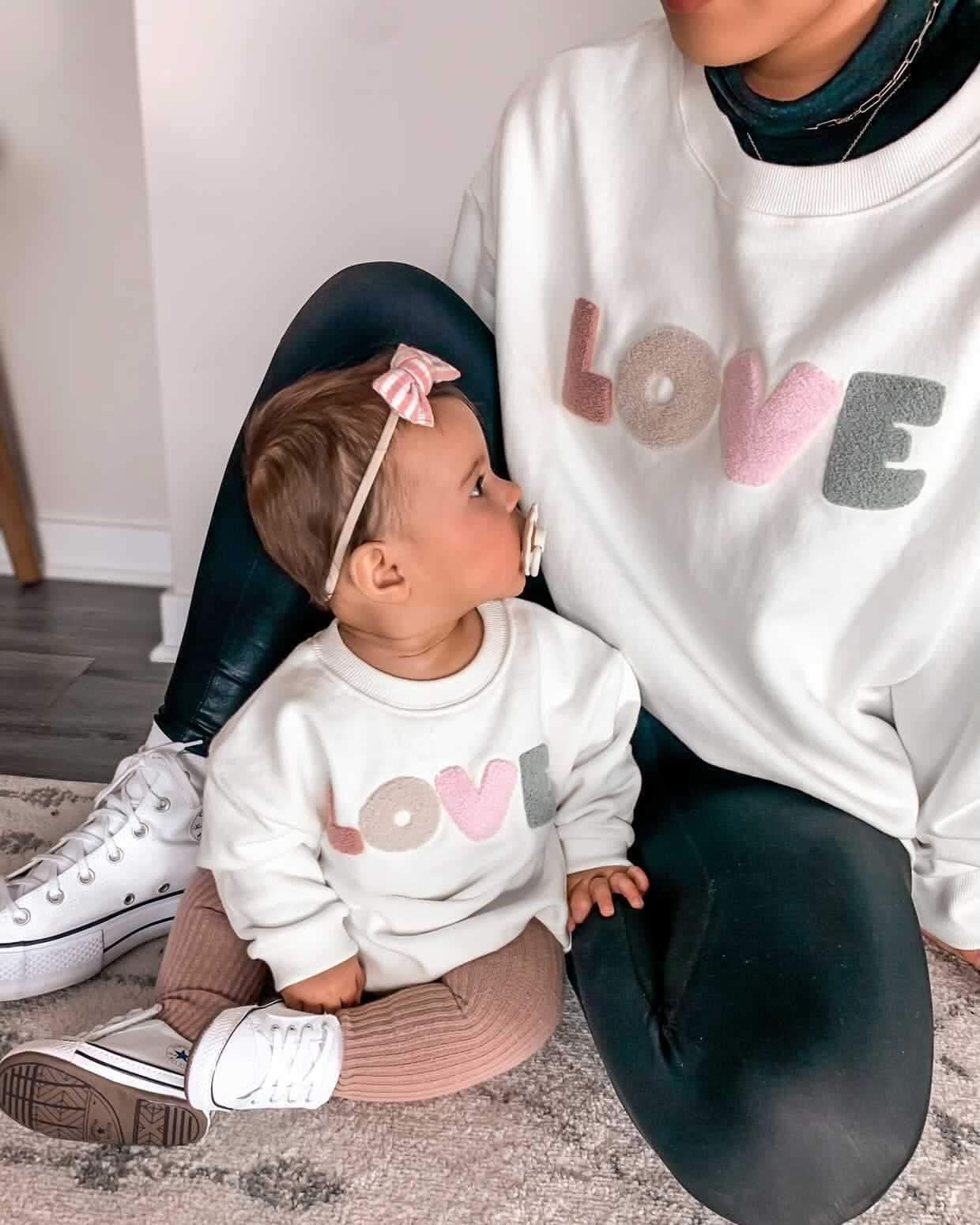 Baby Original LOVE Embroidery Sweatshirt Romper (0 - 18m) - Gray kids outfit