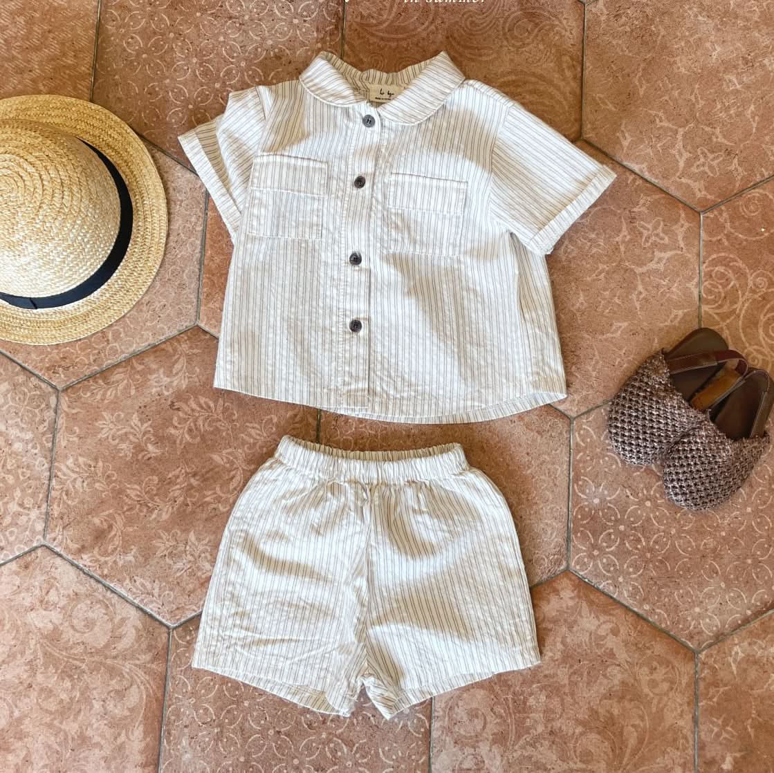 Baby Pocket Shirt and Shorts Set (3 - 15m) - 2 Colors kids outfit