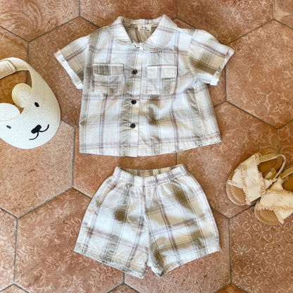 Baby Pocket Shirt and Shorts Set (3 - 15m) - 2 Colors kids outfit