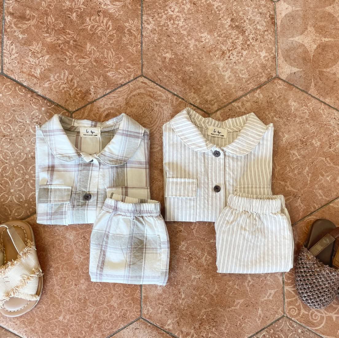 Baby Pocket Shirt and Shorts Set (3 - 15m) - 2 Colors kids outfit