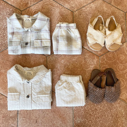 Baby Pocket Shirt and Shorts Set (3 - 15m) - 2 Colors kids outfit