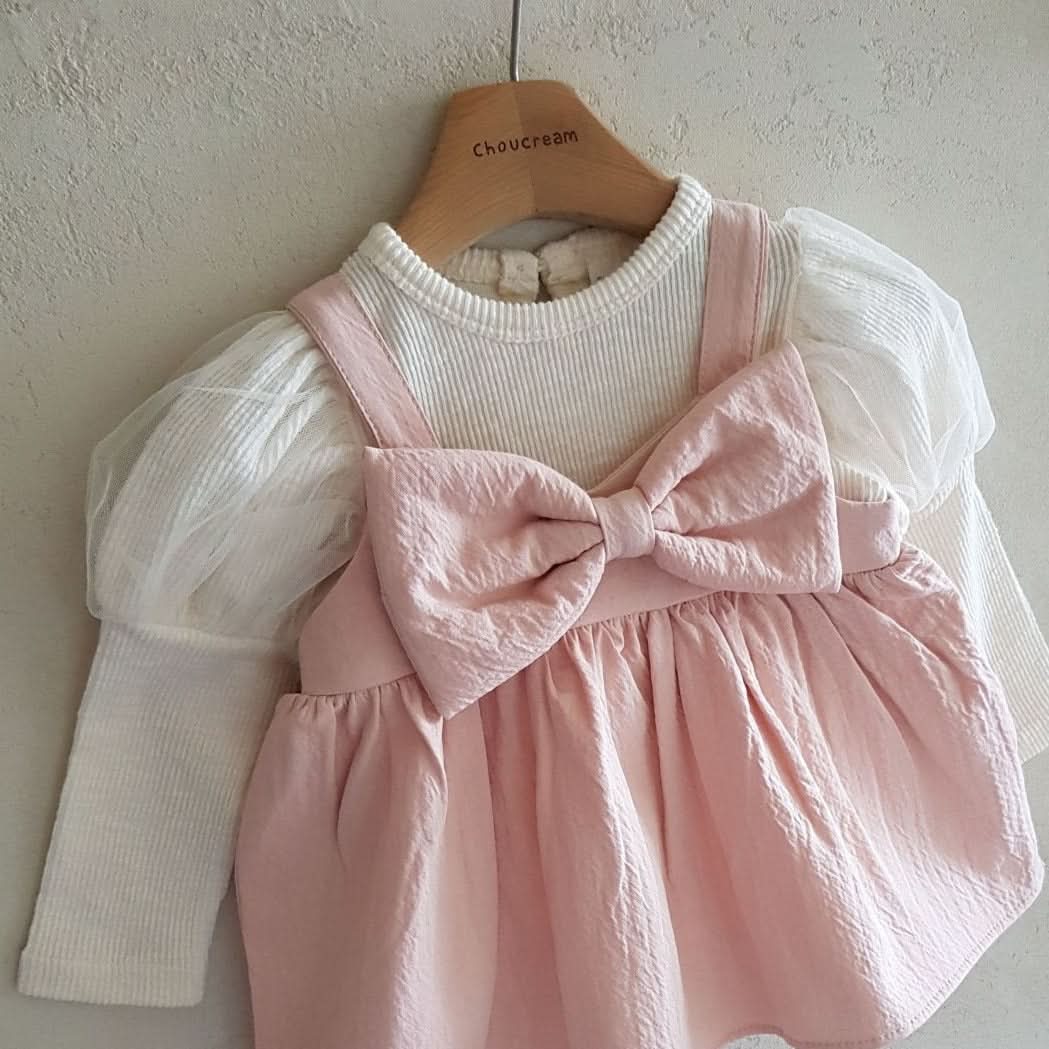 Baby Puff Sleeve Ribbed Top (6 - 12m) - Ivory kids outfit