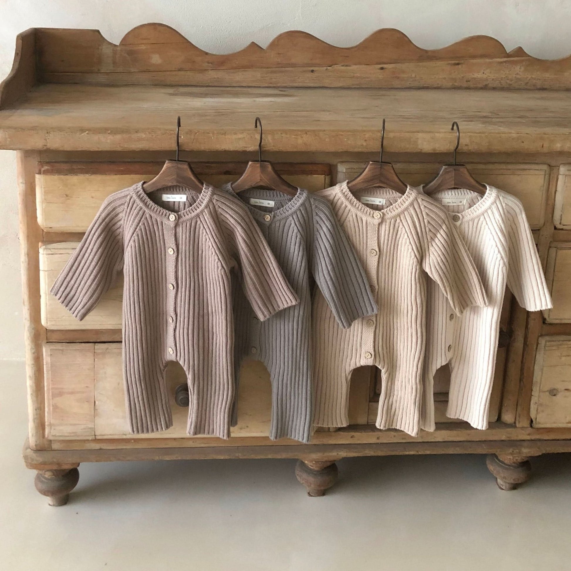 Baby Ribbed Sweater Knit Romper (0 - 18m) - Latte kids outfit