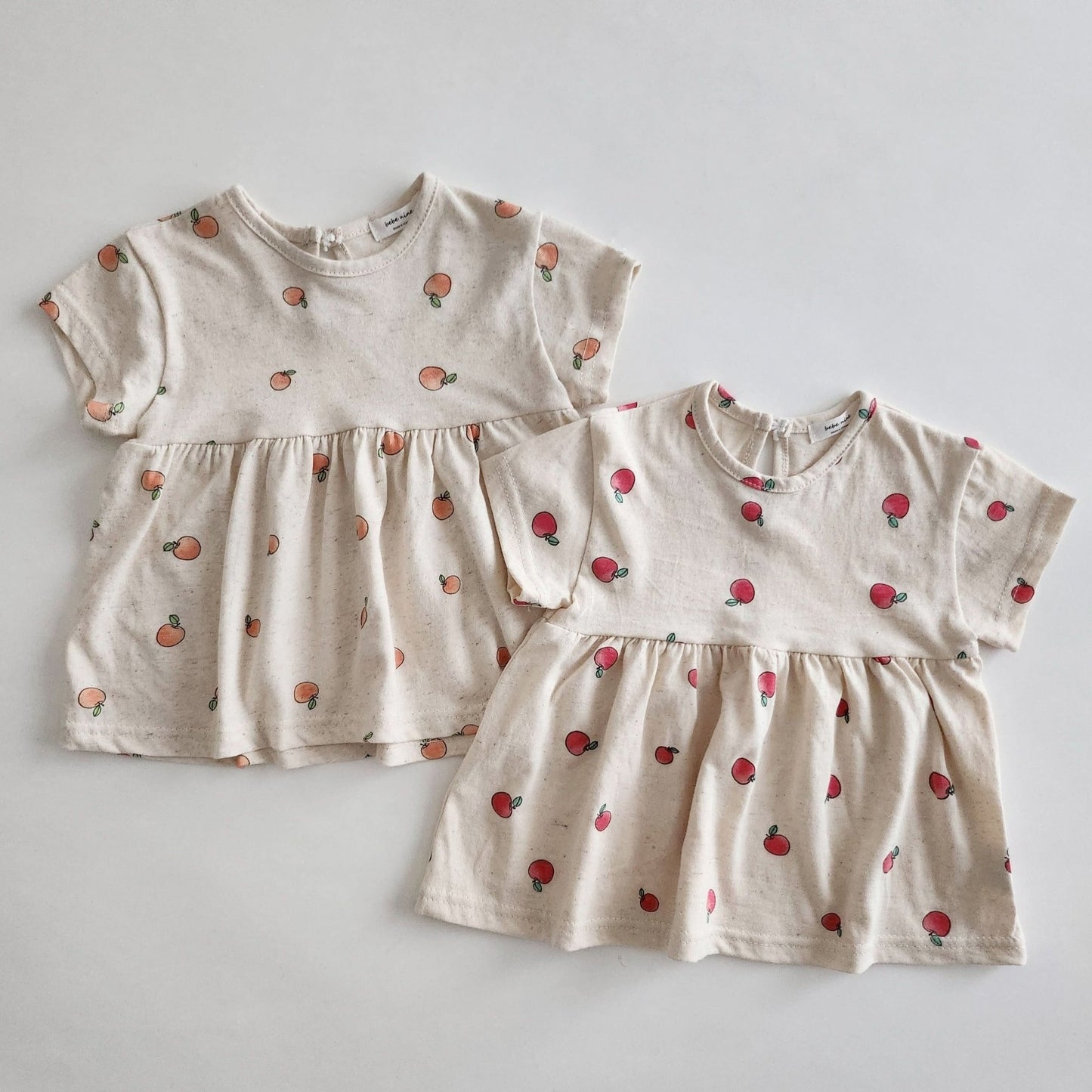 Baby Short Sleeve Apple Print Babydoll Top (6 - 18m) - 2 Colors kids outfit