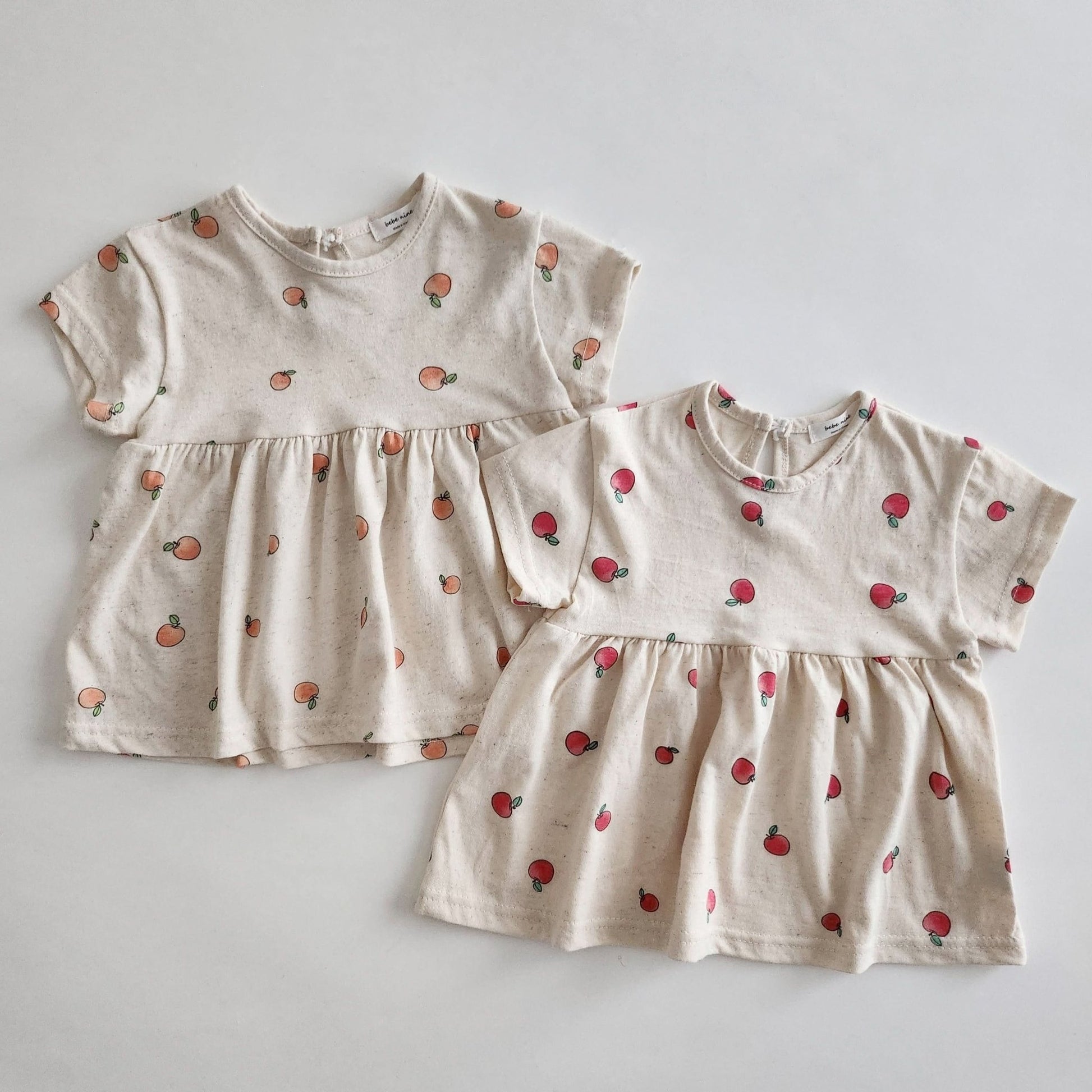 Baby Short Sleeve Apple Print Babydoll Top (6 - 18m) - 2 Colors kids outfit