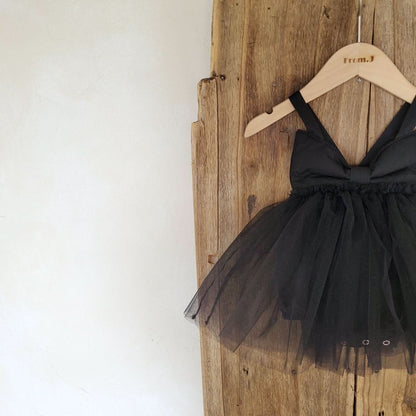 Baby Sleeveless Bow Tutu Dress Romper (3 - 18m) - Black kids outfit
