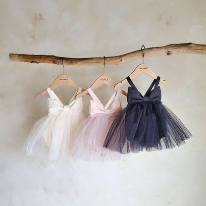 Baby Sleeveless Bow Tutu Dress Romper (3 - 18m) - Black kids outfit