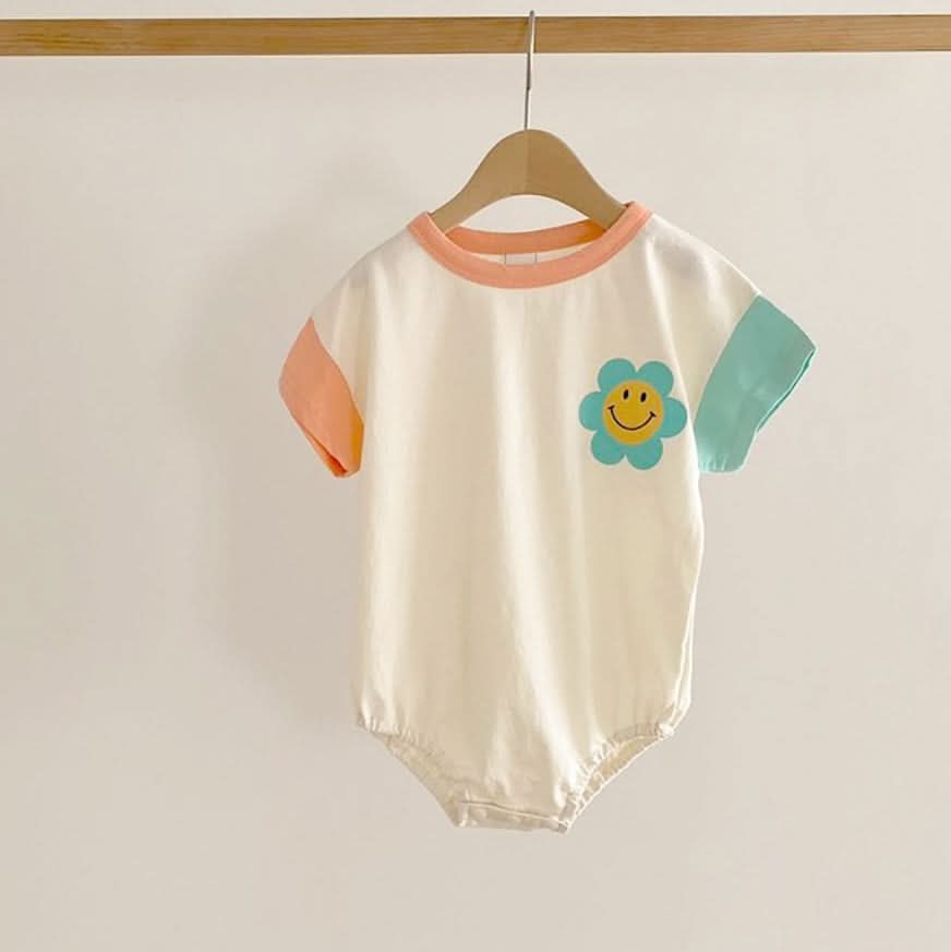 Baby Smiley Flower Short Sleeve T-Shirt Romper (4-9m) kids outfit