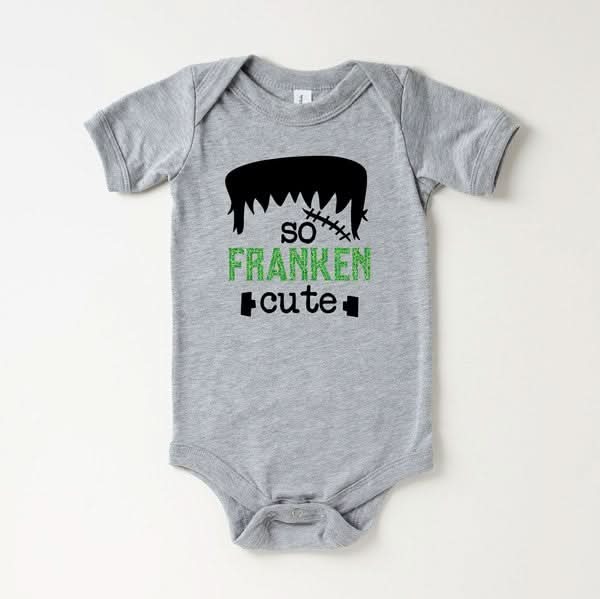 Baby So Franken Cute Romper (3 - 24m) - Heather Gray kids outfit