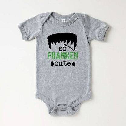 Baby So Franken Cute Romper (3 - 24m) - Heather Gray kids outfit