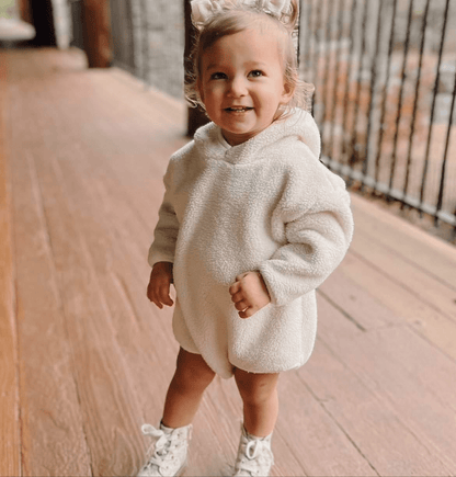 Baby Soft Fleece Hoodie Romper (3 - 24m) - Ivory kids outfit