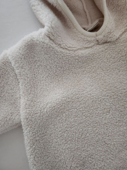 Baby Soft Fleece Hoodie Romper (3 - 24m) - Ivory kids outfit