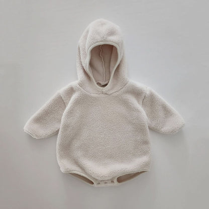 Baby Soft Fleece Hoodie Romper (3 - 24m) - Ivory kids outfit