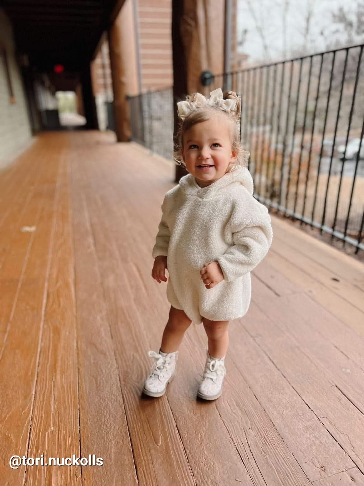 Baby Soft Fleece Hoodie Romper (3 - 24m) - Ivory kids outfit