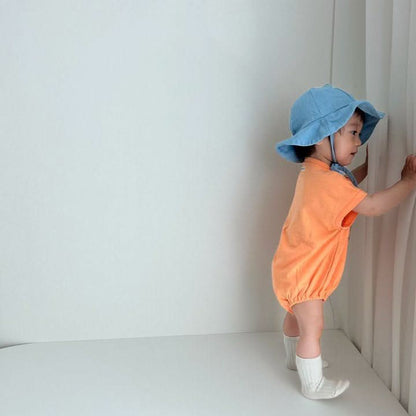 Baby Summer Dinosaur Short Sleeve Tee Romper (12 - 24m) - Orange Tyrannosaurus kids outfit