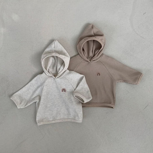 Baby Toddler Rainbow Embroidery Waffle - Knit Hoodie (3 - 6m) - 2 Colors kids outfit