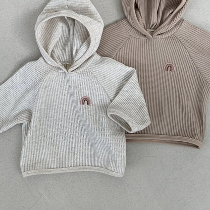 Baby Toddler Rainbow Embroidery Waffle - Knit Hoodie (3 - 6m) - 2 Colors kids outfit