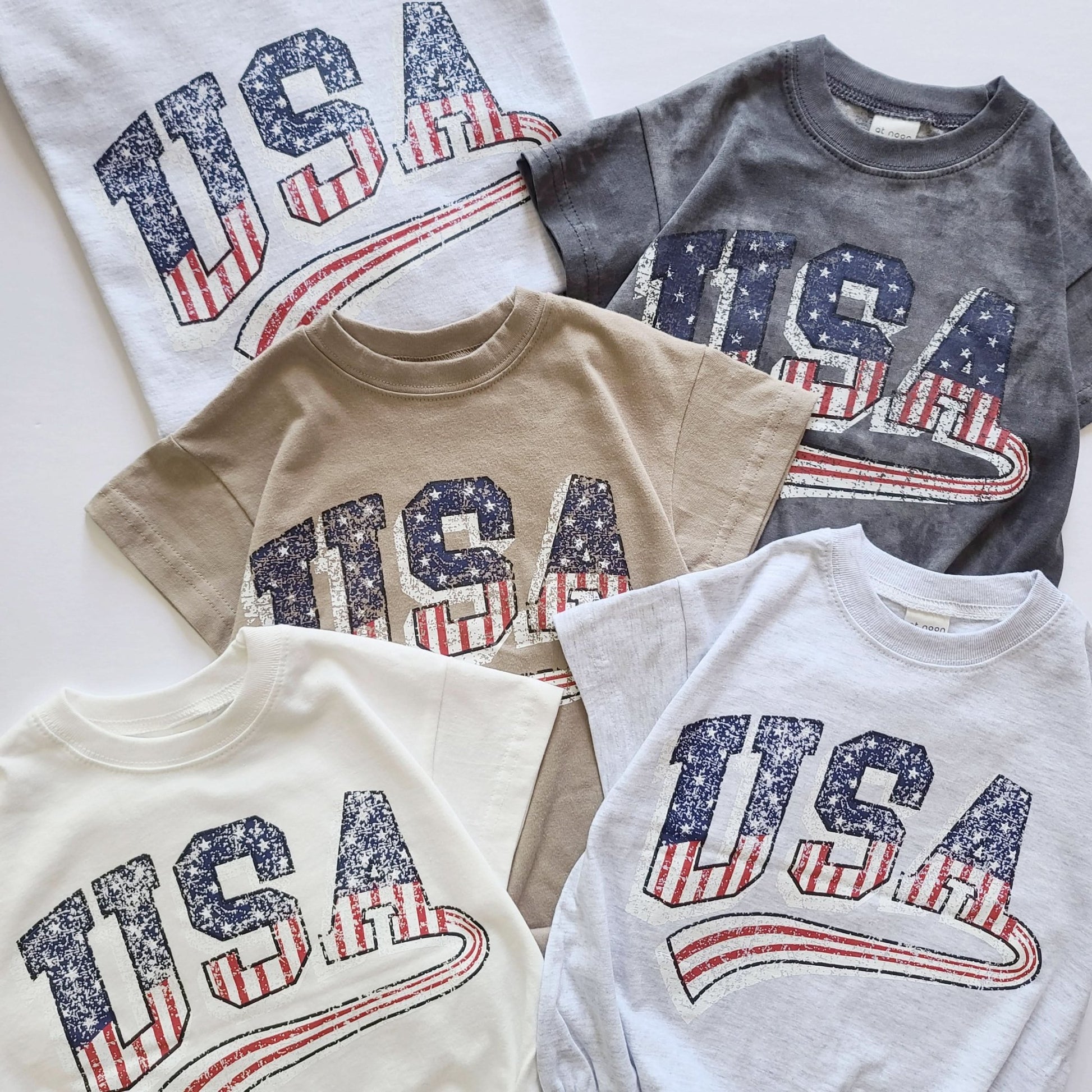 Baby USA T-Shirt Romper (0 - 12m) - Light Heather Gray kids outfit