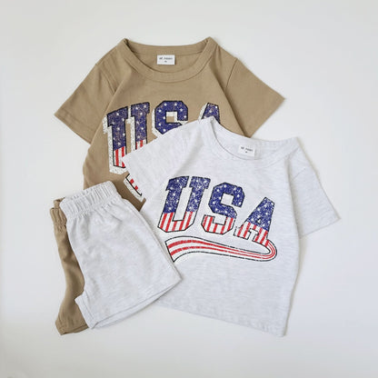 Baby USA T-Shirt Romper (0 - 18m) - Beige kids outfit