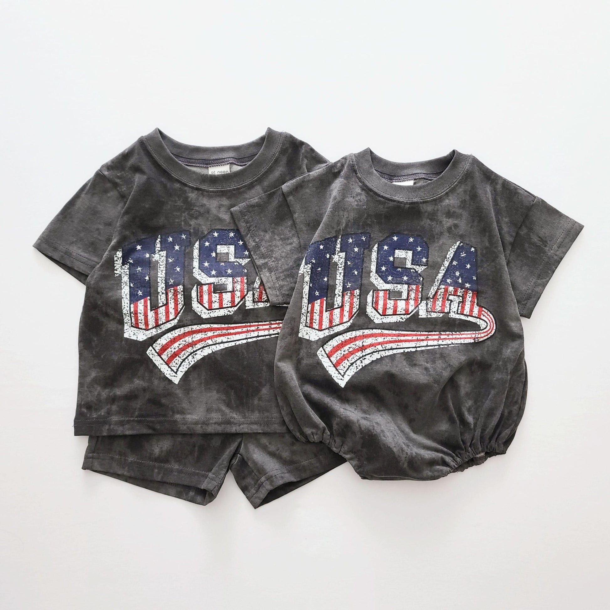 Baby USA Tie - Dye T-Shirt Romper (0 - 18m) - Gray kids outfit
