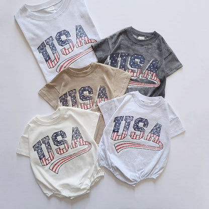 Baby USA Tie - Dye T-Shirt Romper (0 - 18m) - Gray kids outfit