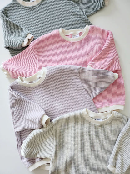 Baby Waffle Sweatshirt Romper (3m - 3y) - Heather Gray kids outfit