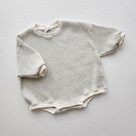 Baby Waffle Sweatshirt Romper (3m - 3y) - Heather Gray kids outfit